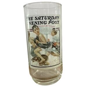 Vintage Norman Rockwell Saturday Evening Post No Swimming Glass Arby's 1987